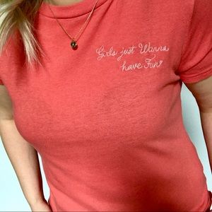 Girls Just Want to Have Fun Stitched Tee
